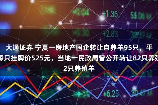 大通证券 宁夏一房地产国企转让自养羊95只，平均每只挂牌价525元，当地一民政局曾公开转让82只养殖羊